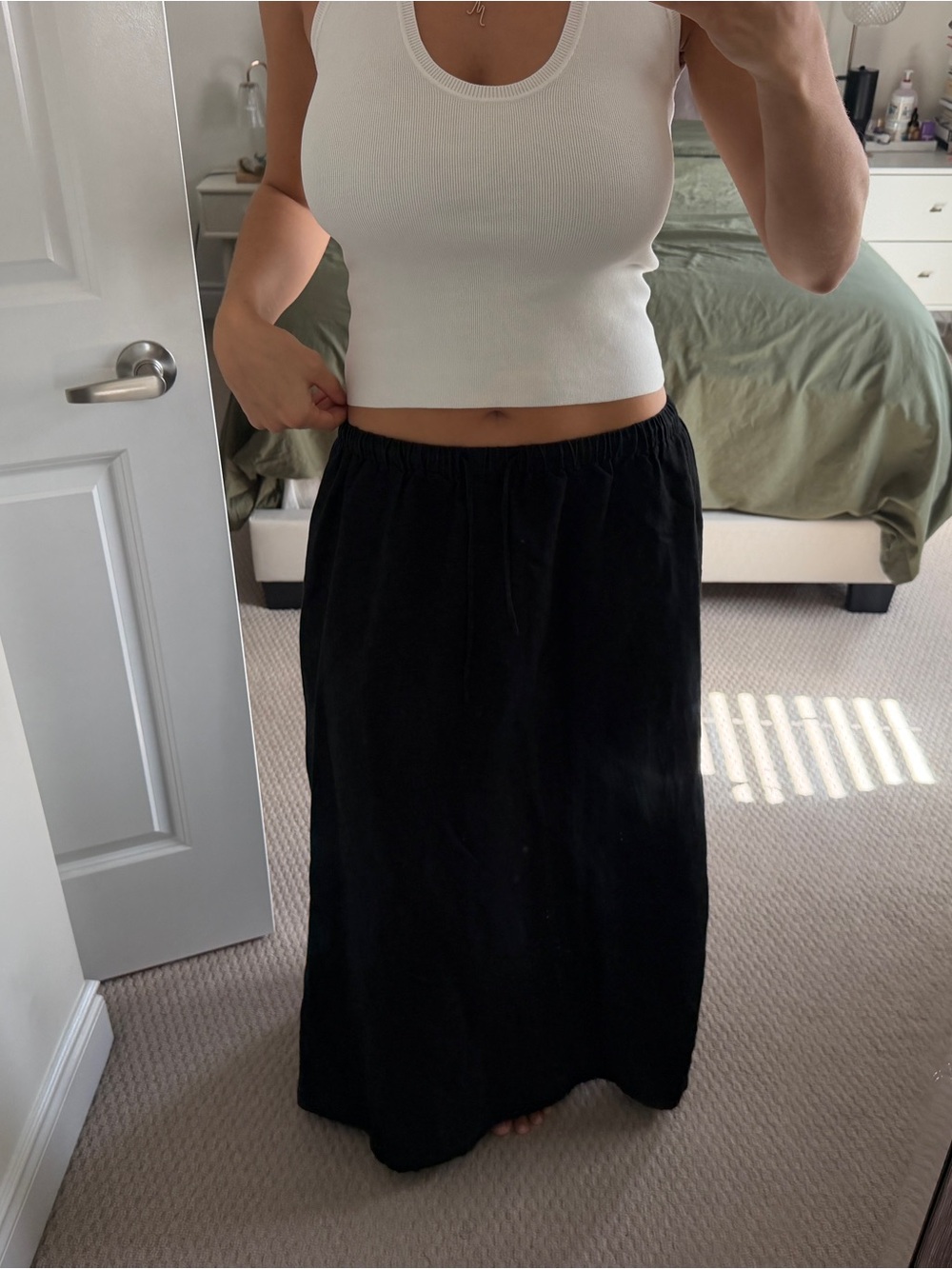 LIONESS Linen Black Maxi Circle Skirt